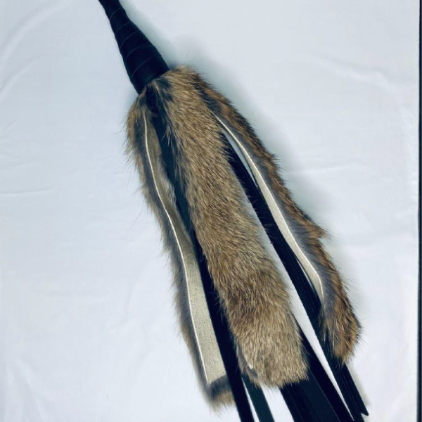 16 " Rabbit fur leather flogger brown