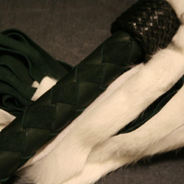Tahoe Green Leather and White Rabbit Fur Flogger 2